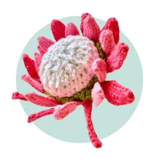 Crochet Pink Protea Flower 3Stitches